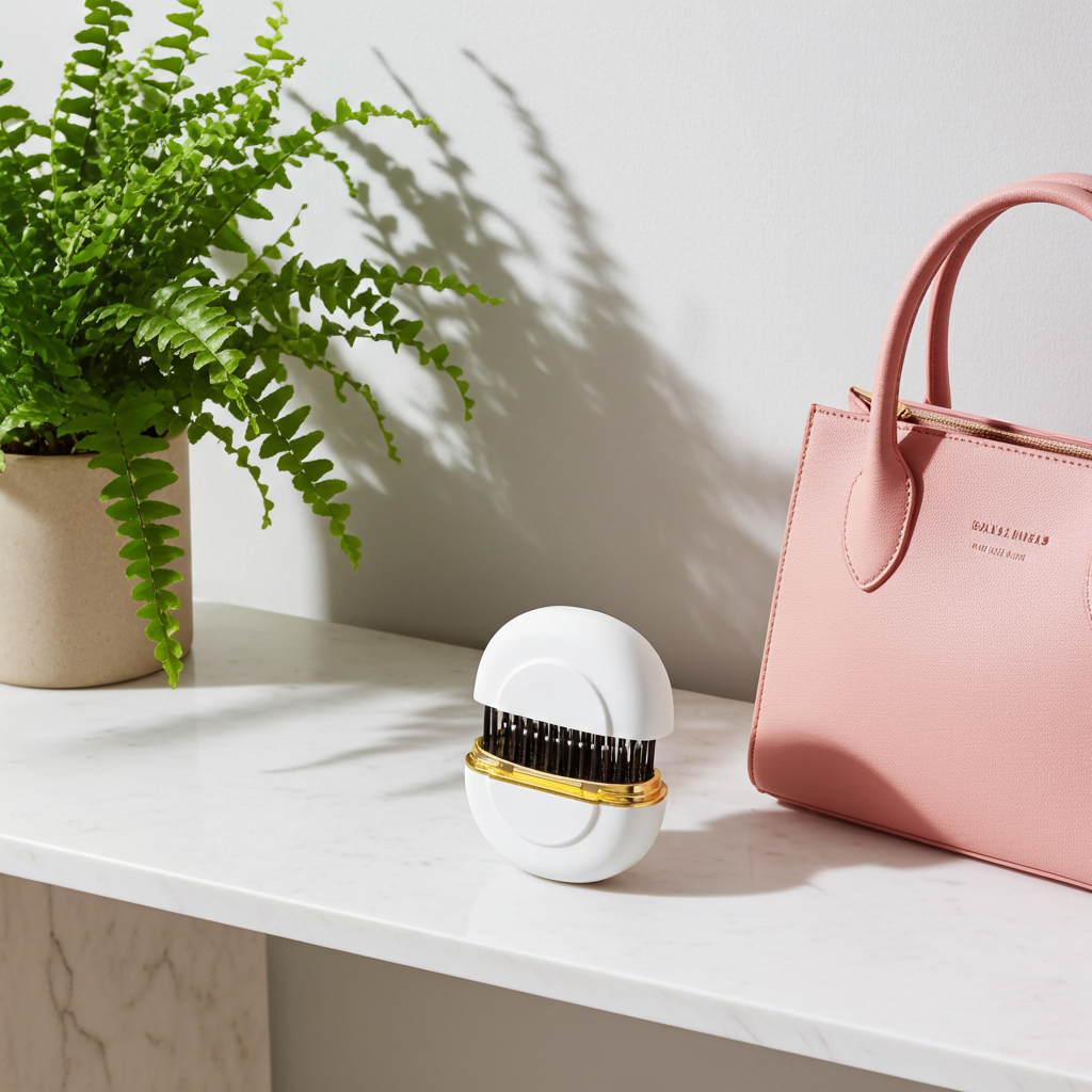 Portable mini ceramic hair straightener.